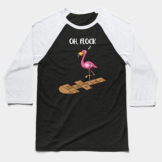 Flamingo Hopscotch Funny Flamingo Gift Baseball T-Shirt by CatRobot